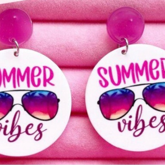 Summer Vibes Earrings Acrylic Fun Sunglasses Jewelry Gift - Picture 1 of 6
